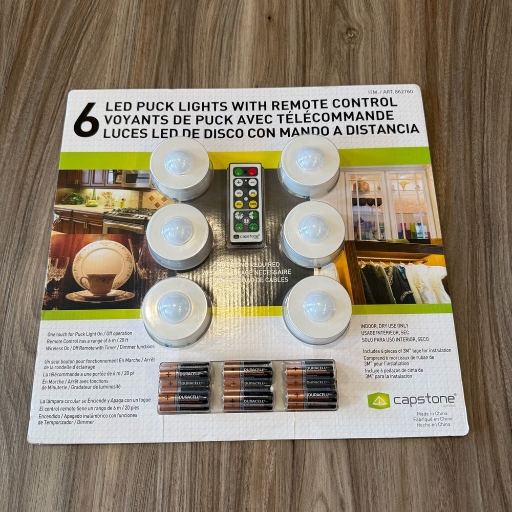 Capstone White LED Puck Lights with Remote Control - 6 Pack